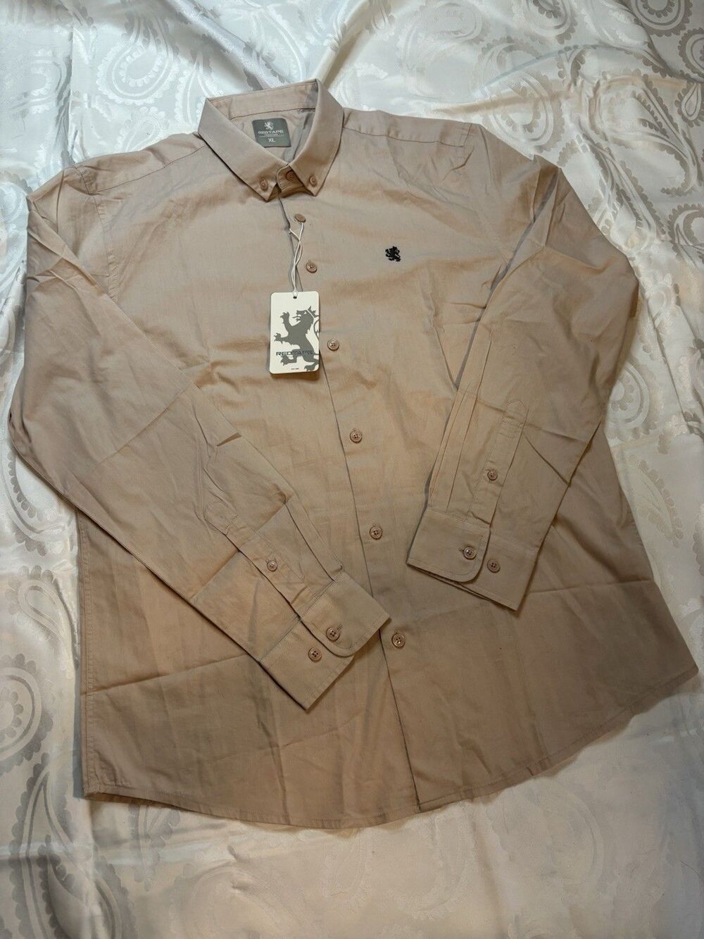 NEW Red Tape Premium Mens XL Tan Khaki Oxford Button Down Cotton NWT